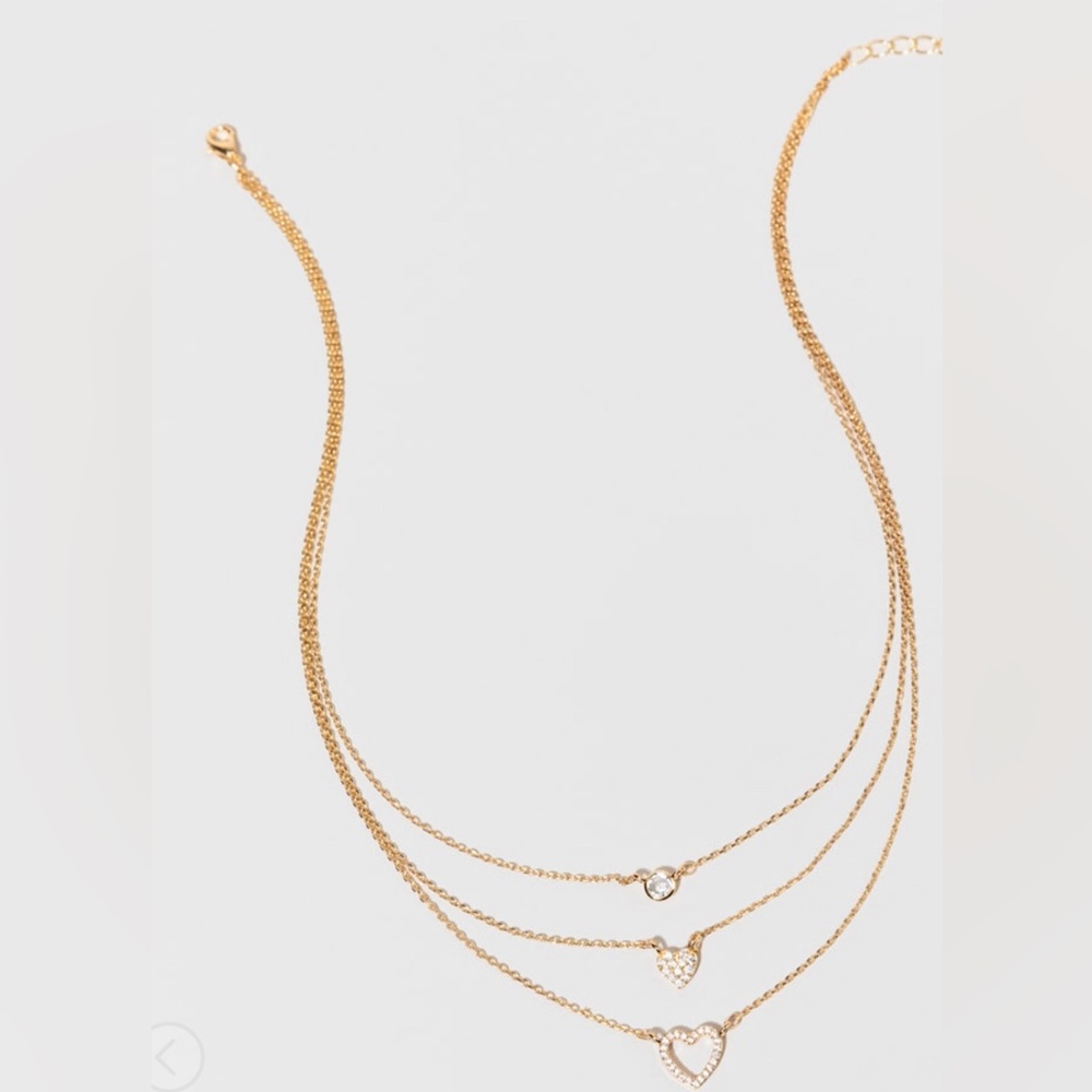 New Francesca’s Marylou Heart Pendant Gold Tone Layered Necklace